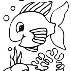 Desenho de peixe bonito para colorir e imprimir