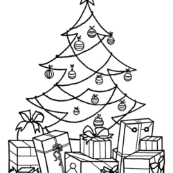 68 desenhos de árvores de Natal para colorir