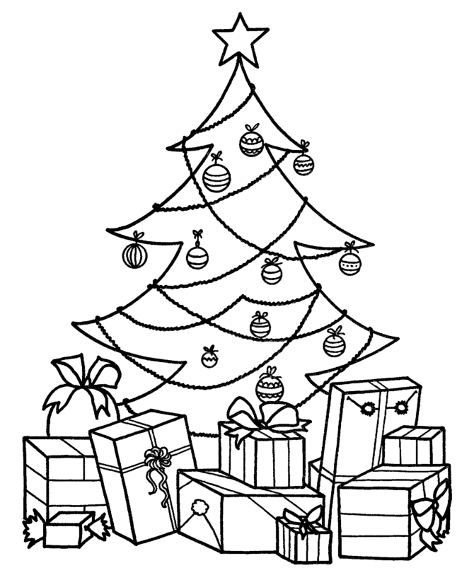 Desenho de árvore de natal kawaii para colorir