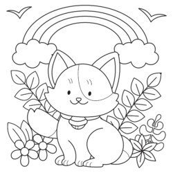 Gatinho estudando kawaii para colorir - Imprimir Desenhos