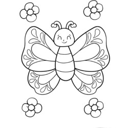 Desenhos para colorir de desenho de um menino com uma borboleta para colorir  