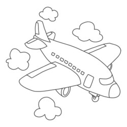 Desenho de Avião para Colorir, Imprimir, Pintar ou Recortar